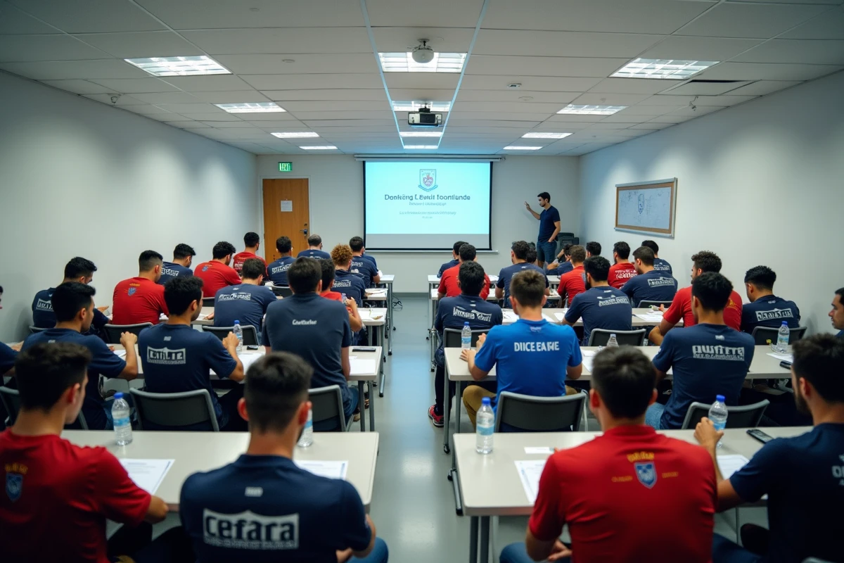 Assemblée administrative du district de l'Essonne de football réunissant des représentants de clubs en salle