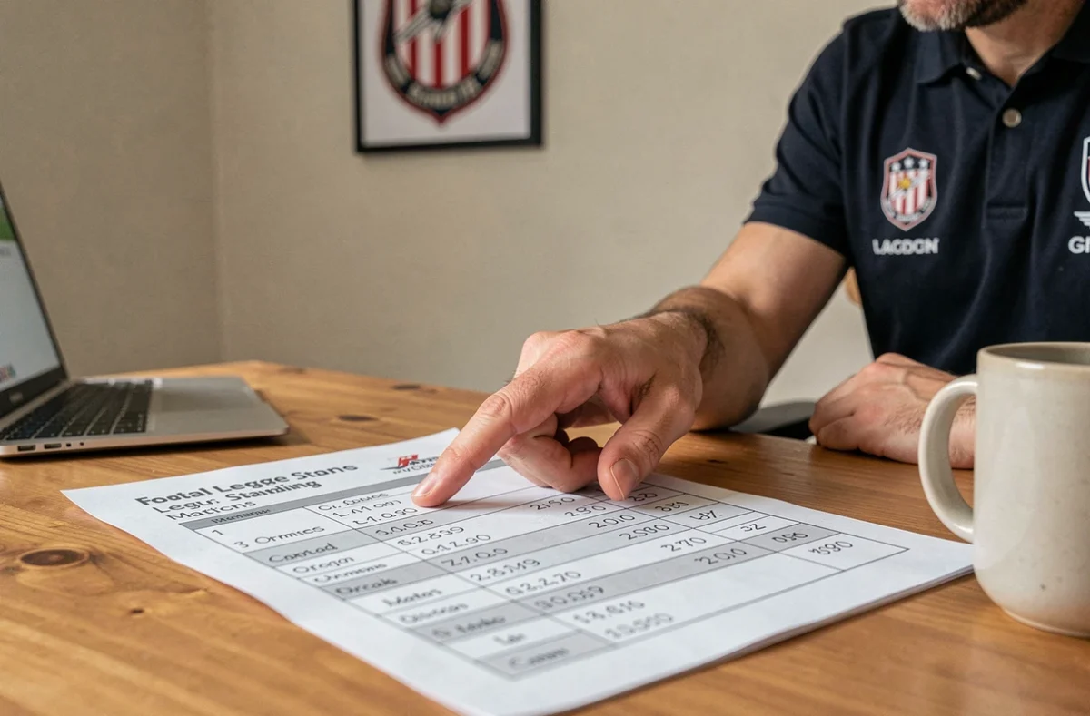 Analyse des chiffres du classement du Football Club Versailles 78 saison 2026 avec documents statistiques sur un bureau de club