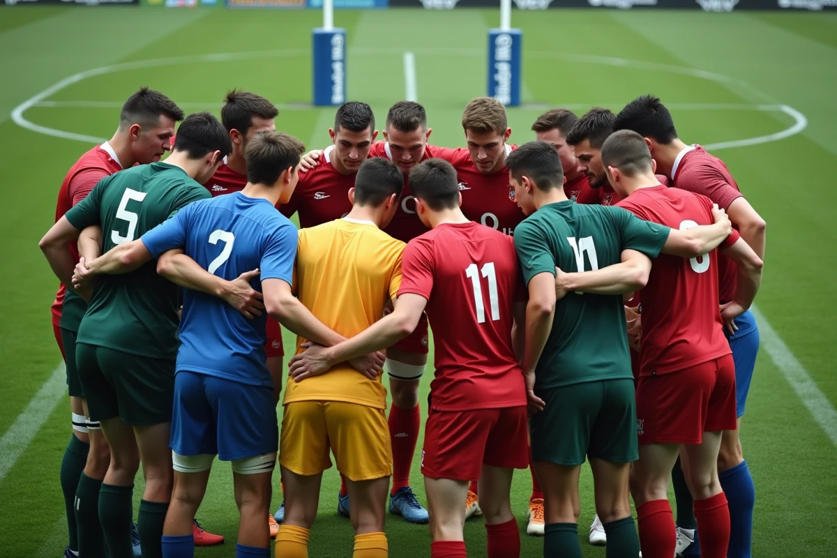 Équipes nationales de rugby U20 en formation avant un match de la compétition mondiale 2026