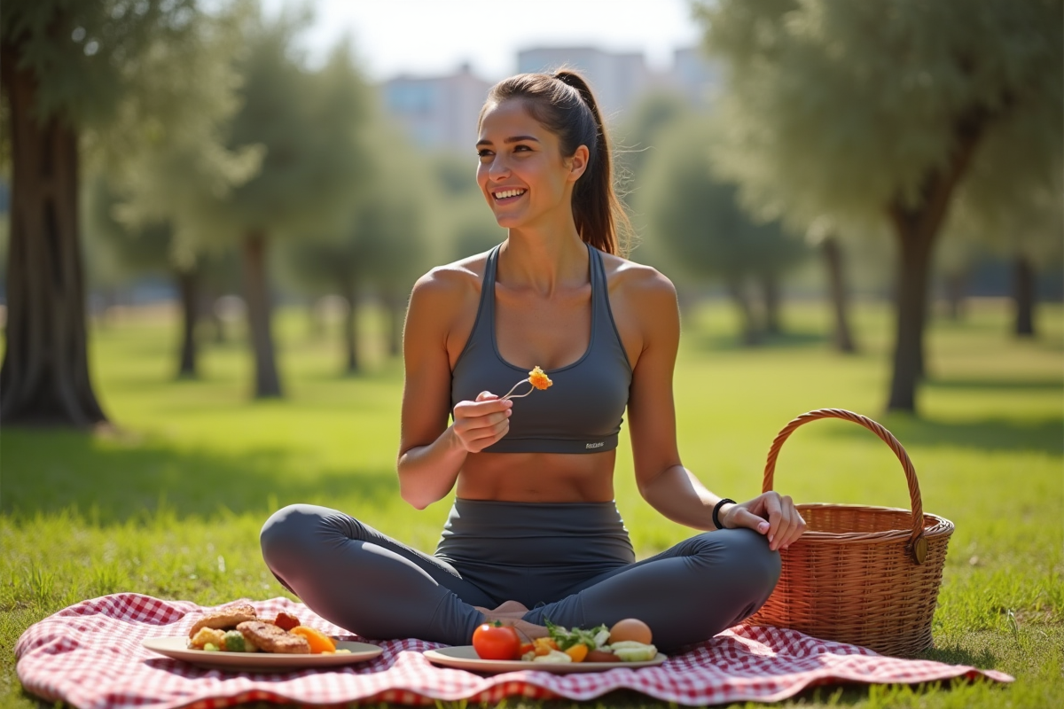 Femme sportive profite d