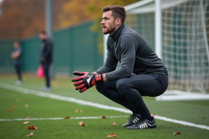 Gardien cecifoot en position prête sur le terrain