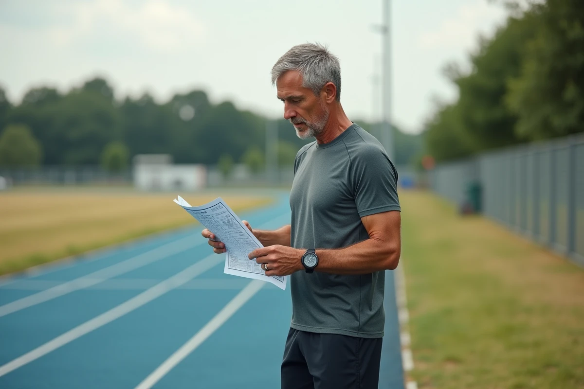 Homme en pause sur piste d