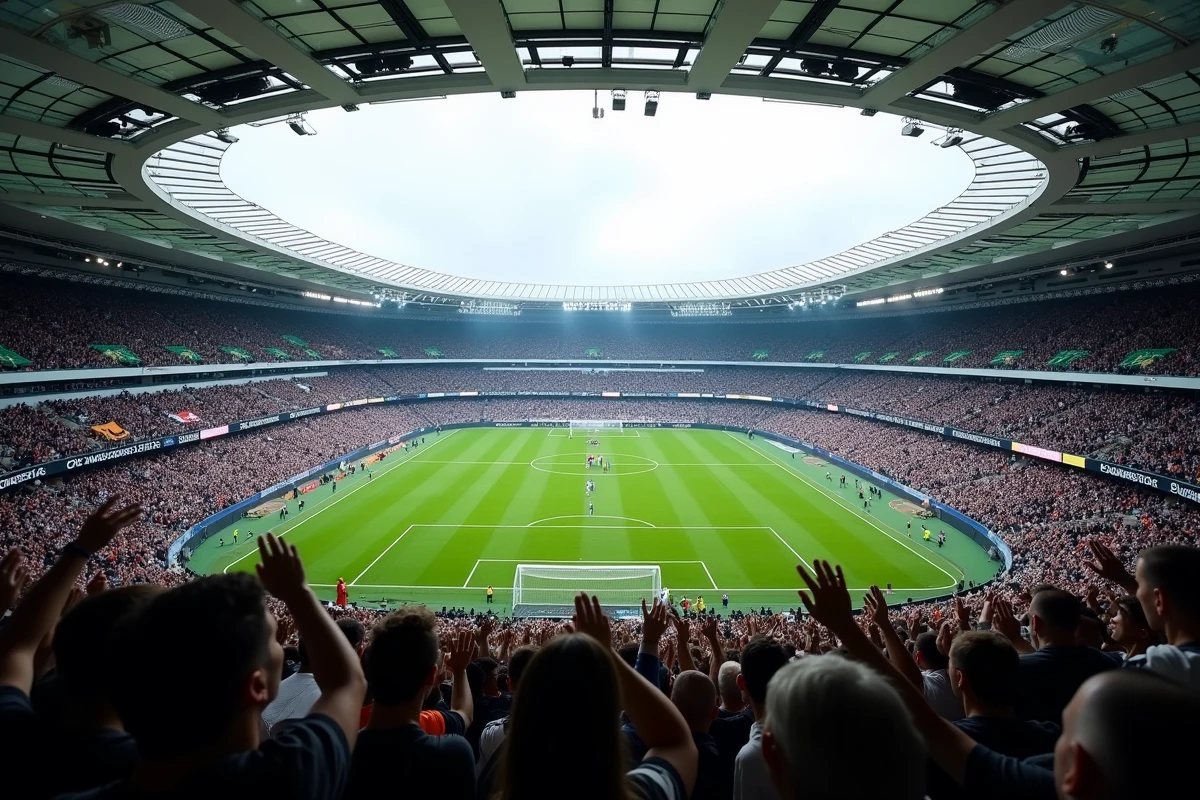 Vue intérieure du stade de la Juventus FC rempli de supporters lors d'un grand match en 2026